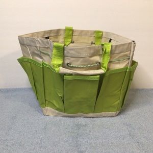 Green canvas gardening tool bag